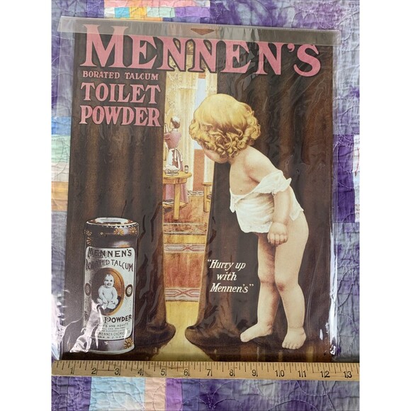 Mennens Borated Talcum Toilet Powder Ad Metal 12.5x16 Classic Home Decor - Picture 2 of 3